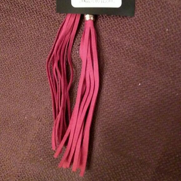 ⬇️⬇️⬇️Rhinestone and Faux Suede Tassel Earrings - Picture 2 of 2